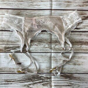 Victoria's Secret Dream Angels Bride Embroidered Ivory Wedding Garter Belt